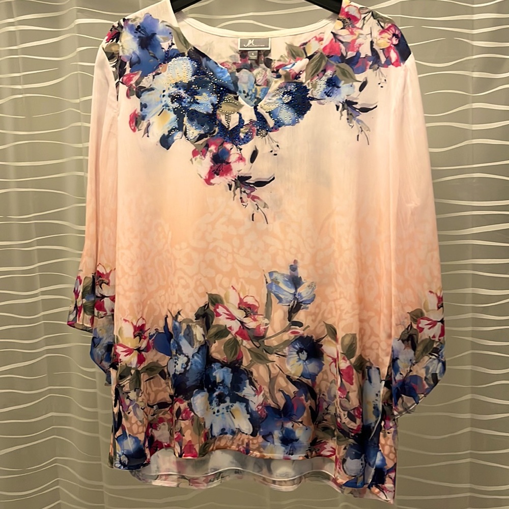 Chiffon blouse size L, $10